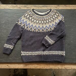 H&M] wool Alpaca blends Dark Blue Fair Isle Scandinavian Ski Sweater
